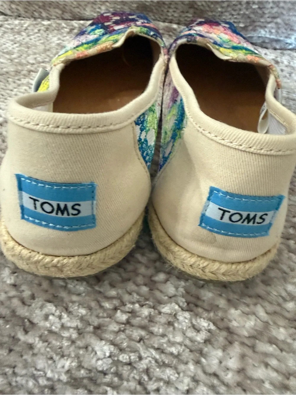 TOMS Women's Palmera Rainbow Crochet Lace Flats Slip On Sz 8